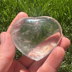 Clear Quartz Heart-Shaped Crystal Palm Stone